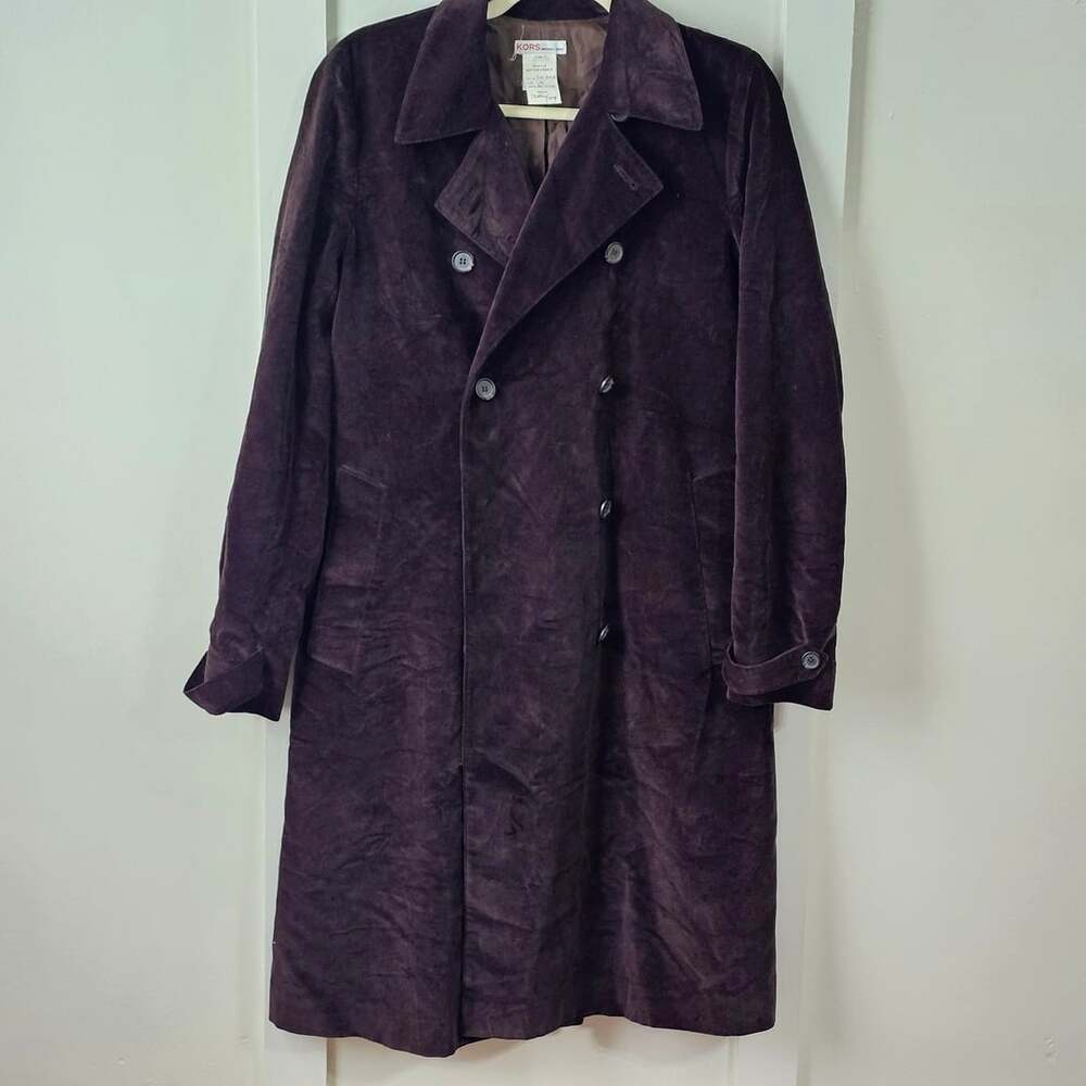Vintage 2003 KORS Michael Kors Sample Cotton Velvet Trench Coat Size 4 Y2K
